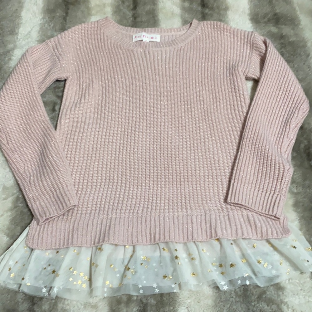 Pink Republic knitted sweater with ruffle bottom